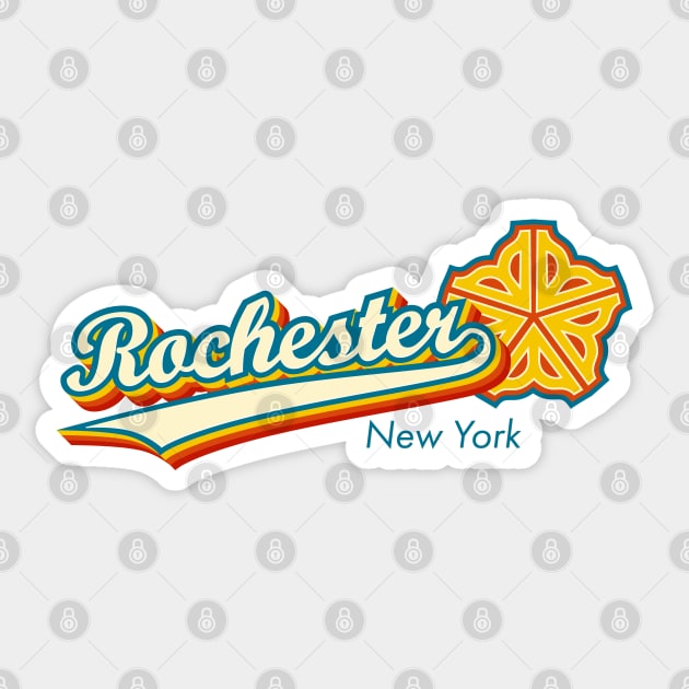 Officially Licensed 1970s Retro Rochester Sticker by patrickkingart